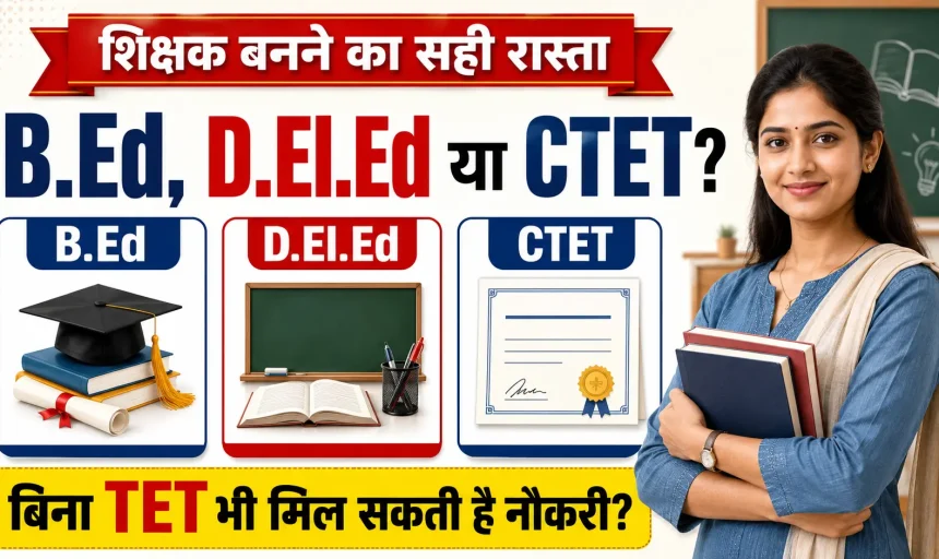 B.Ed, D.El.Ed या CTET में क्या चुनें? शिक्षक बनने का सही रास्ता समझें, बिना TET भी मिल सकती है नौकरी