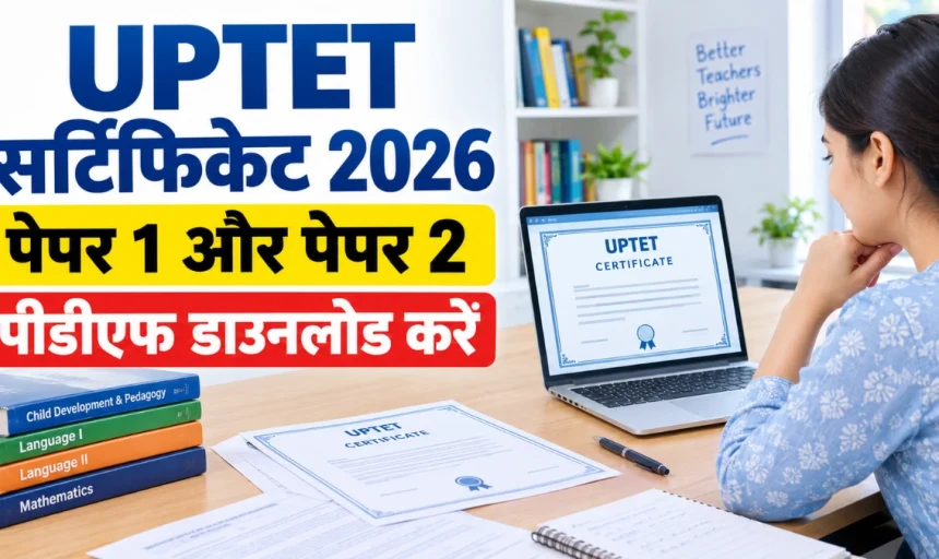 UPTET Certificate 2026 PDF Download: Paper 1 और Paper 2 का सर्टिफिकेट जारी, ऐसे करें डाउनलोड