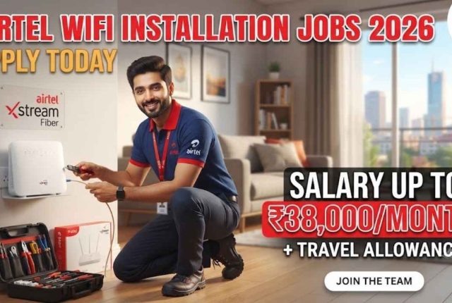 Airtel WiFi Installation Jobs 2026: Apply Today – Salary Up to ₹38,000/Month + Travel Allowance