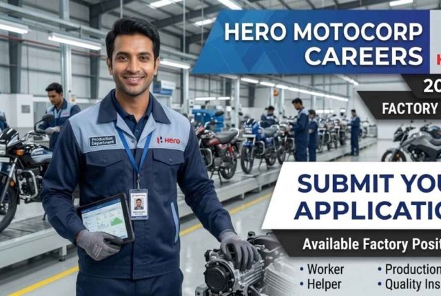 Hero MotoCorp Factory Jobs 2026 – Worker, Helper & Production Staff Hiring