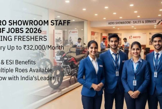 Hero Showroom Staff Jobs 2026: Hiring Freshers – Salary Up to ₹32,000/Month + PF & ESI Benefits