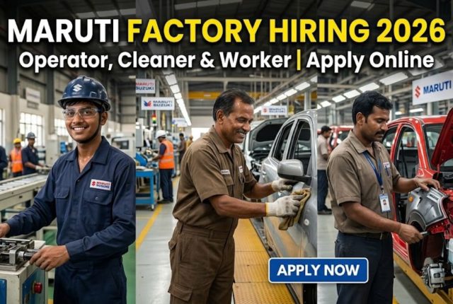 Maruti Factory Hiring 2026 – Operator, Cleaner & Worker Apply Online