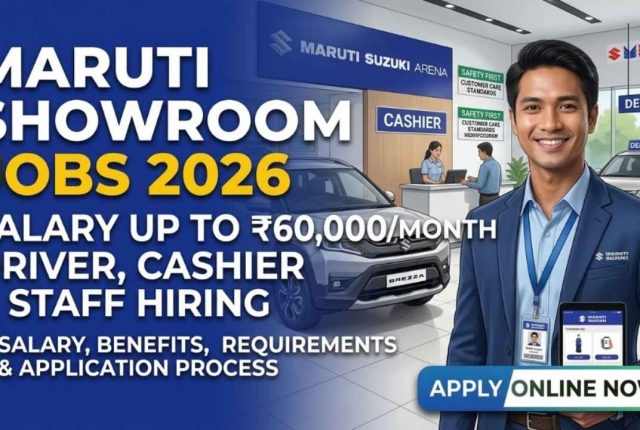 Maruti Showroom Jobs 2026 – Salary Up to ₹60,000/Month | Driver, Cashier & Staff Hiring