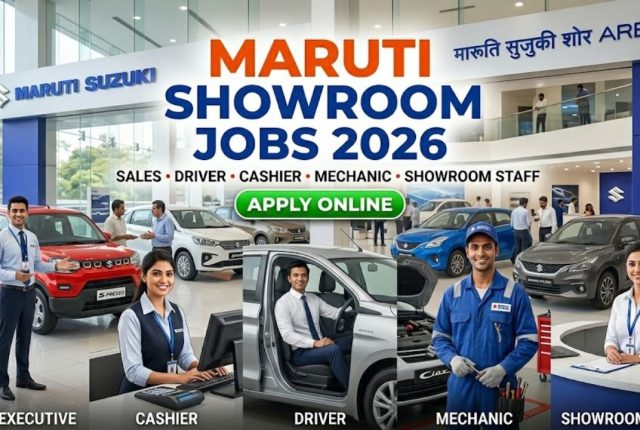 Maruti Showroom Recruitment 2026 – Sales Staff, Driver, Cashier, Cleaner & Mechanic Jobs Apply Online