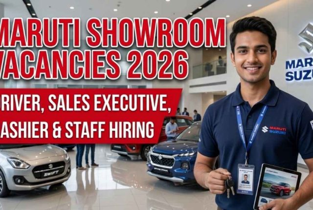 Maruti Showroom Vacancies 2026 – Driver, Sales Executive, Cashier & Staff Hiring