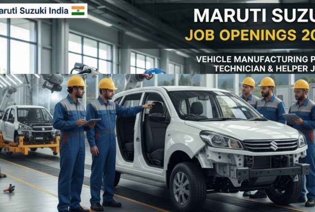 Maruti Suzuki Job Openings 2026 – Vehicle Manufacturing Plant Technician & Helper Jobs Apply Online