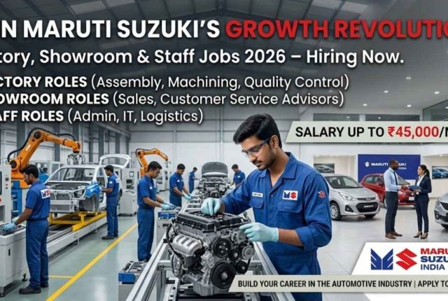 Maruti Suzuki Recruitment 2026 – Salary Up to ₹45,000/Month | Factory, Showroom & Staff Jobs