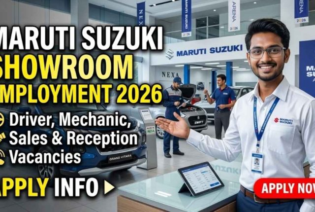 Maruti Suzuki Showroom Employment 2026 – Driver, Mechanic, Sales & Reception Vacancies