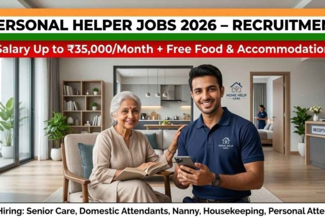 Personal Helper Jobs 2026 – Salary Up to ₹35,000/Month with Free Food & Accommodation