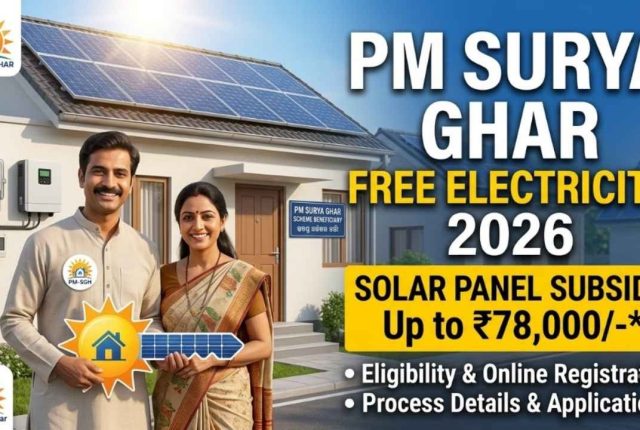 PM Surya Ghar Muft Bijli Yojana 2026 – Solar Panel Subsidy, Eligibility & Online Registration