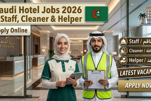 Saudi Hotel Jobs 2026 – Staff, Cleaner & Helper Apply Online