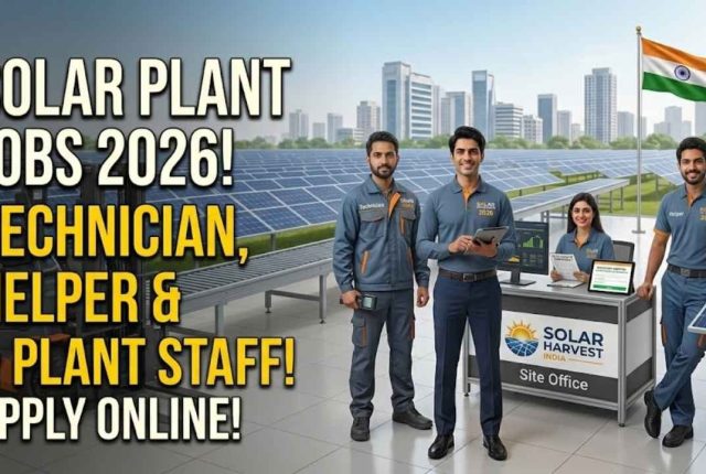 Solar Plant Jobs 2026 – Technician, Helper & Plant Staff | Salary, Eligibility & Latest Vacancies