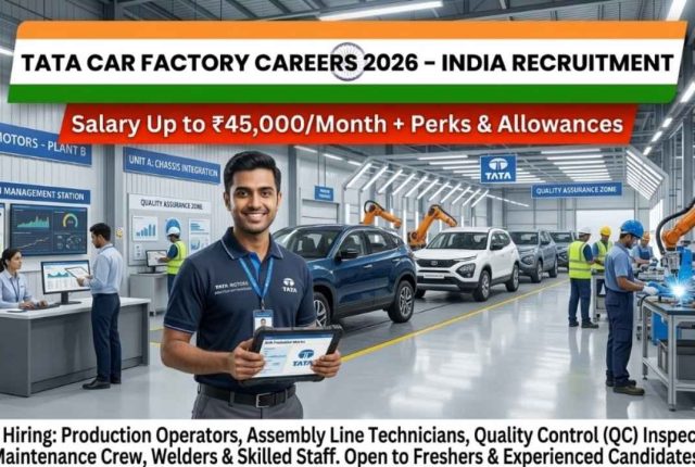 Tata Car Factory Jobs 2026 – Salary Up to ₹45,000/Month | Production, Assembly & Technician Hiring