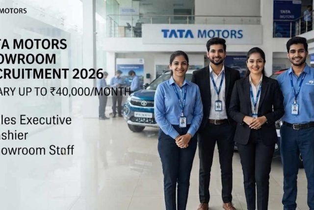 Tata Motors Showroom Recruitment 2026 – Salary Up to ₹40,000/Month | Sales, Cashier & Staff Hiring