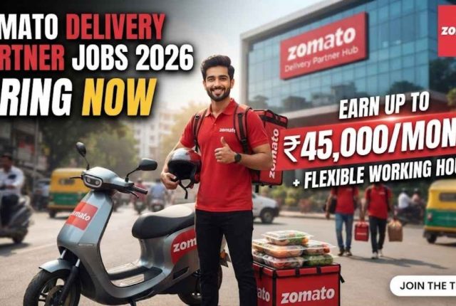 Zomato Delivery Partner Jobs 2026: Hiring Now – Earn Up to ₹45,000/Month + Flexible Working Hours